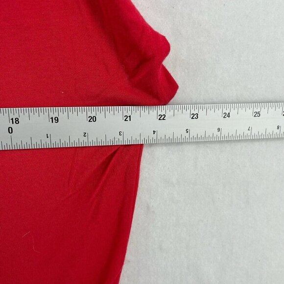 Express Top Women's Sz XS Red Round Neck Short Sleeve Stretch Long Back Pullover - Picture 3 of 11